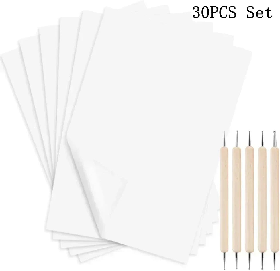 DIXSG Reusable A4 Carbon Transfer Tracing Copy Paper with Dotting Stylus Pen for DIY Drawing Embroidery Fabric Wood Transfer