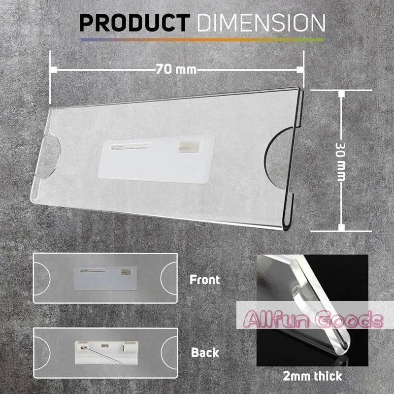 [TG835]10/20/30Pcs Name Tag Blank Name Badges Acrylic Name Tag Holders 70x30mm Insert Blank Acrylic Nameplate