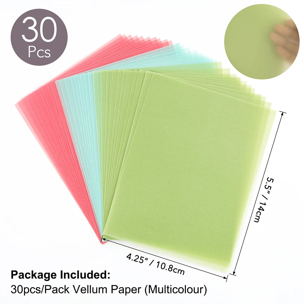 Colored Frosted Smooth Vellum Paper Sheets 4.25x5.5inch Heat Resistant Pearled Gold/Silver See-Through Paper for Crafts Tracing