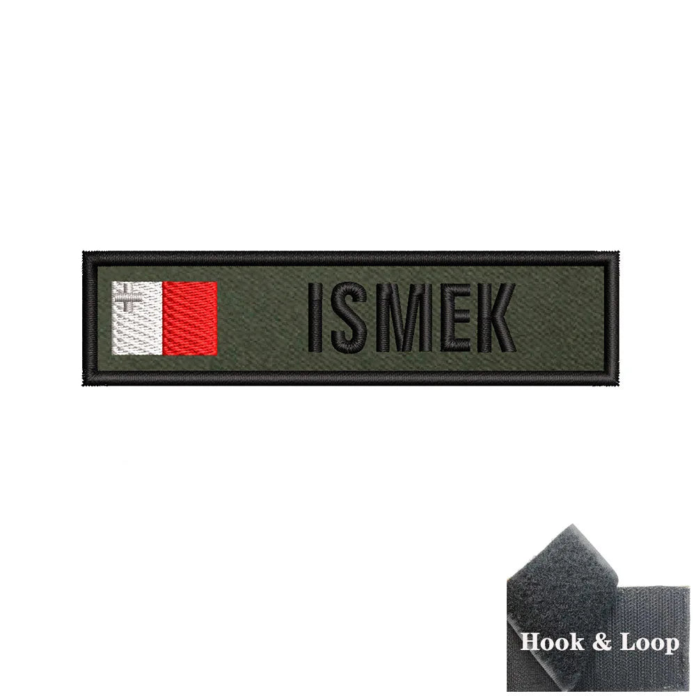 1PC 10cmX2.5cm Custom Name Flag Patch Stripes Badge Iron On Or Hook Loop Armband Germany Luxembourg Armenia Serbia green
