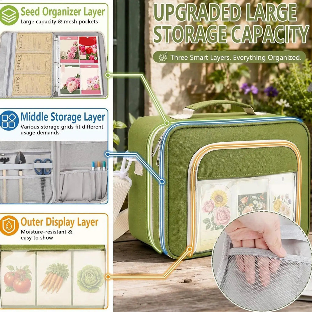 Plant Packet Organizer Binder Large Capacity 3-Ring With 20 Reusable Envelopes 30-Sheet Garden Saving Binder Bag For Gardeners