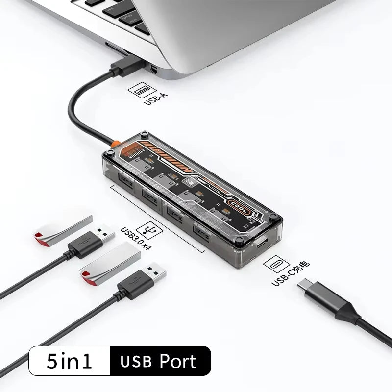 Basix USB C HUB 4K 30Hz Type C to HD-MI DP VGA Gigabit Ethernet USB 3.0 PD 100W Adapter For Macbook Air Pro M2 M1 PC Accessories