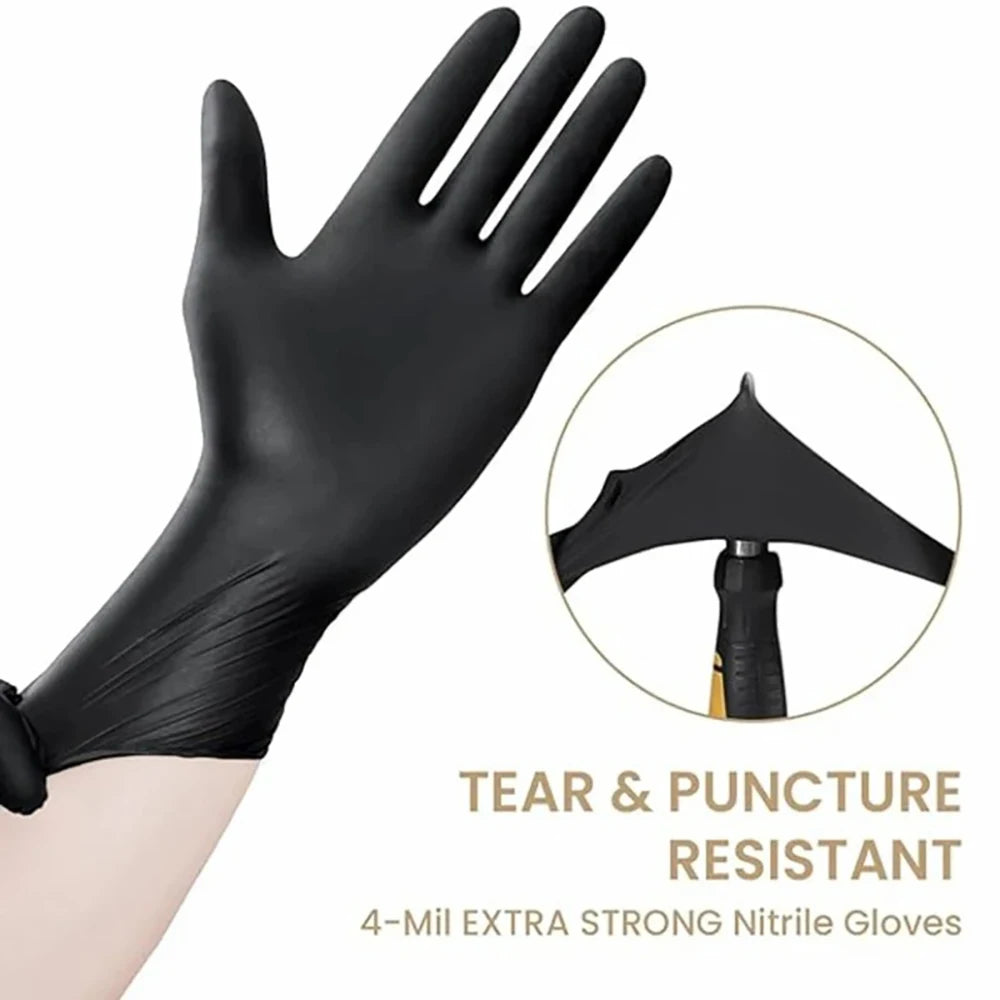 100/50/20PCS Black Nitrile Gloves Latex & Powder Free for Tattooing Manicures Salon Cleaning Disposable Food Working Latex Glove