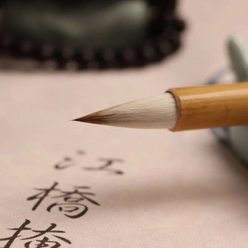 5 Pcs Bamboo Calligraphy Brush Pens Soft Weasel Mix Hair Small Regular Script Writing Brush Classical Jiju Xiaokai Chinese Pen