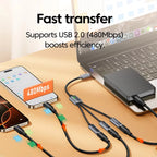 NNBILI 3 in 1 USB A/Type C Splitter HUB Expansion Cable Multi Port Expander Phone Charger  Adapter OTG Charging For Phone Table