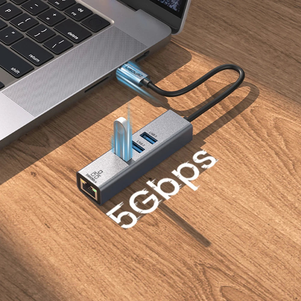 USB C HUB Docking Station Type C to RJ45 1000Mbps Ethernet Adapter USB3.0 HUB Gigabit Network Card 100W Charging Dock Extension