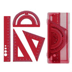 4Pcs/Set Student Math Drafting Tool Aluminum Alloy Straightedge 45° 60° Triangular Ruler Protractor for Office School Supply