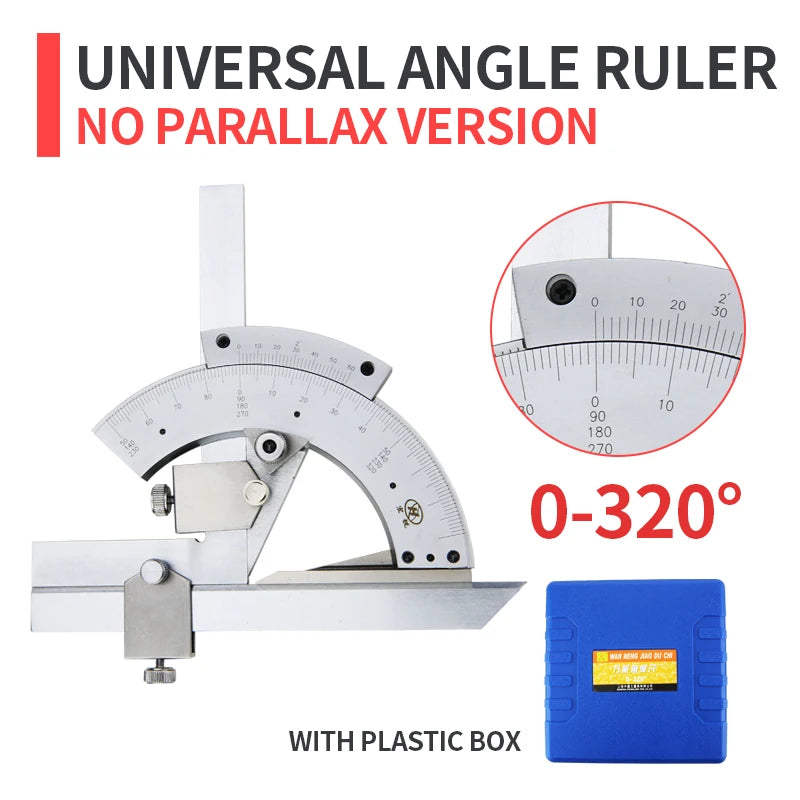 320/360° Universal Angle Ruler Carbon Steel Protractor Angle Measuring Instrument Magnifying Glass Woodworking Measuring Tools