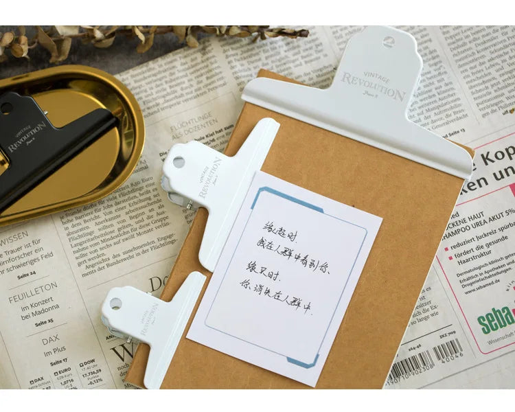 Retro Metal Wide Binder Clip Big Black Gold Binder Paper Clips Metal Hinge Clip Clamps for Crafts Photos Office School Supplies