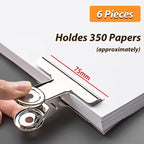 6Pcs Metal Paper Clip Foldback Metal Binder Clips Multi-functional Clamp Binder Paper Clips Office School Stationery Supplies