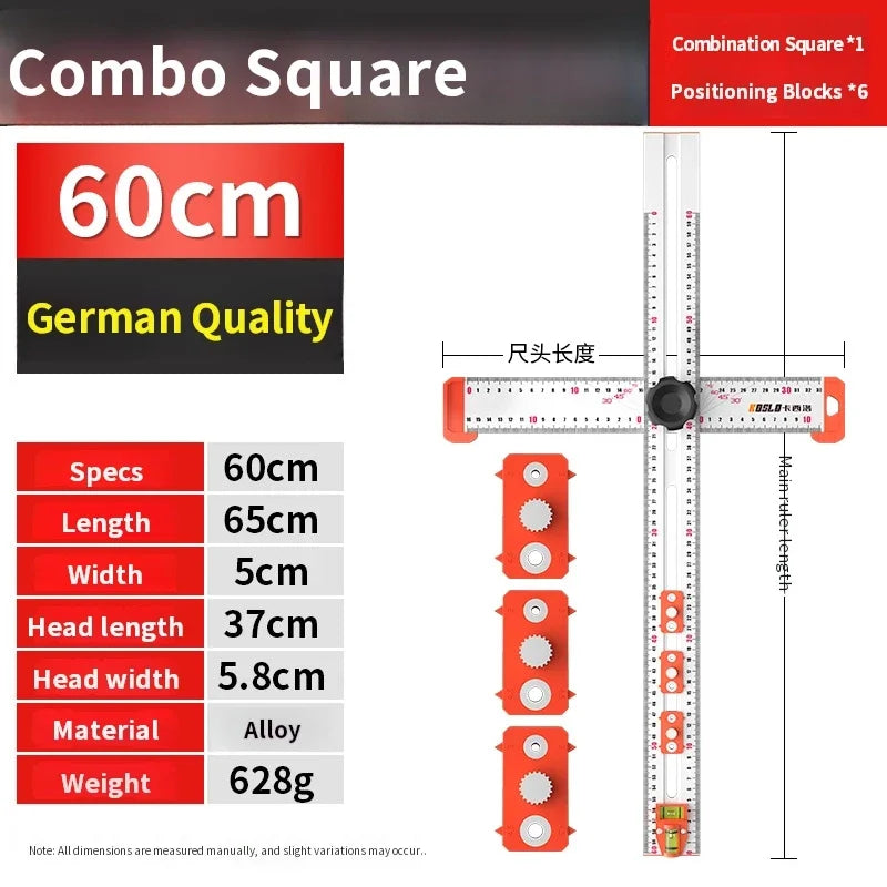 Woodworking T-Square Ruler 2 in 1 Drill Guide Hole Positioning Measuring Tool