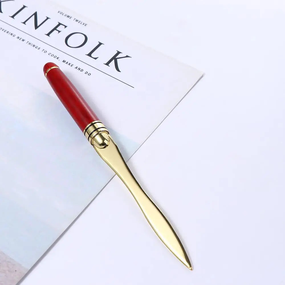 1pcs Wood Handle Letter Opener Stainless Steel cut paper Split file envelopes