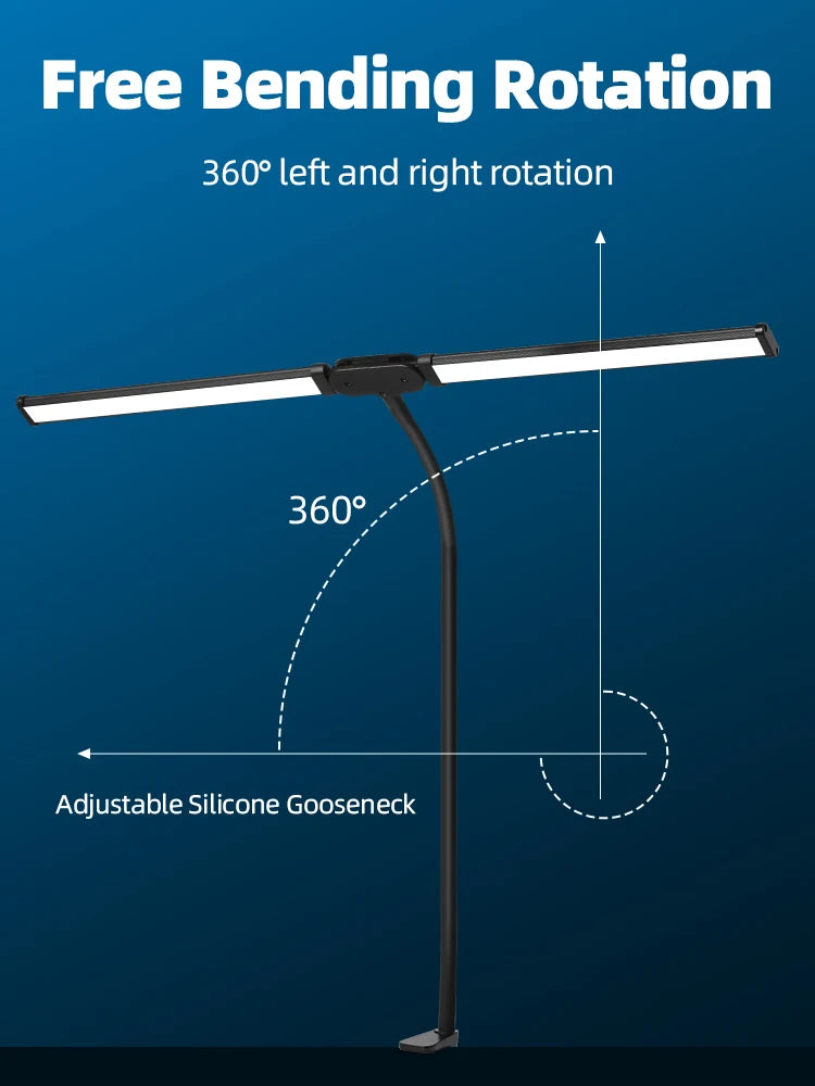 Double Head LED Desk Lamps Led Computer Monitor Light Stepless Dimmable USB Table Lamp for Office Study Reading Lighting Fixture