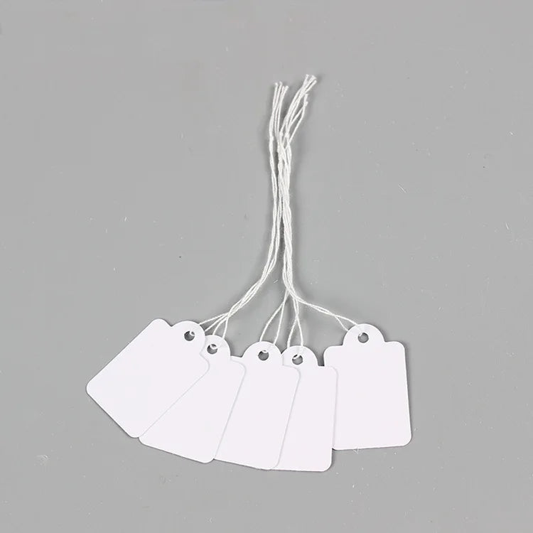 100pcs White Rectangular Paper Price Tag String Display Cards Promotion Label For Sales Jewelry Crafts Supplies Small Business