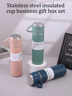 One Cup Three Lid Thermos Cup Set 304 Stainless Steel Handle Lid Gift Cup Men's And Women's Portable Gift Box Set