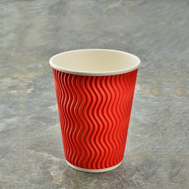 50pcs High Quality Thicken Double Layer Hot Drink Paper Cups 8oz/12oz/16oz Party Birthday Favor Disposable Coffee Cup with Cover