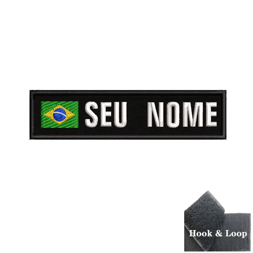 1PC 10cmX2.5cm Custom Name Flag Patch Stripes Badge Iron On Or Hook Loop Armband Germany Luxembourg Armenia Serbia Singapore