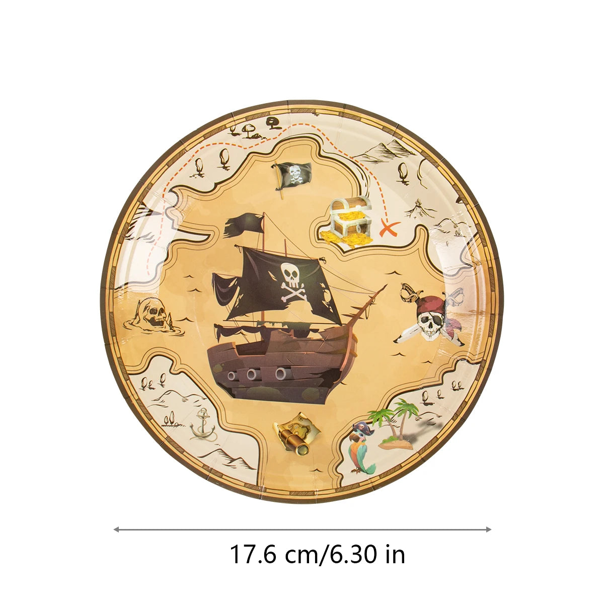 Pirate Theme Disposable Tableware Treasure Map Ship Paper Plate Cup Tablecloth Kids Pirate Birthday Party Decoration Supplies