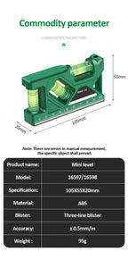 Mini Level Gauge High-precision Horizontal Vertical Measure Metric Ruler Protractor Home Portable Magnetic Pocket Level Gauge