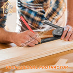 Woodworking Scale Mitre Saw Protractor 360° Angle Level with Pencil Carpenter Angle Finder Measuring Ruler Meter Gauge Tools