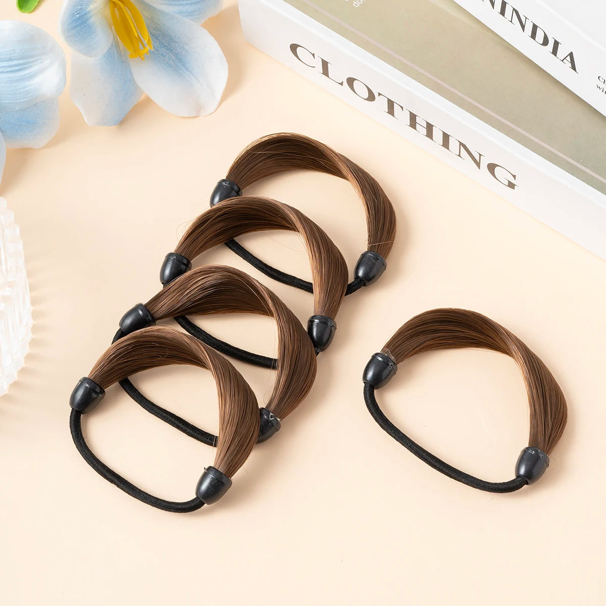 Rubber Band Made Of Hair Rope Simulation Wig Head Rope Fashion Wig Hair Ring Straight Hair Tie Ponytail Elastic Hair Accessories