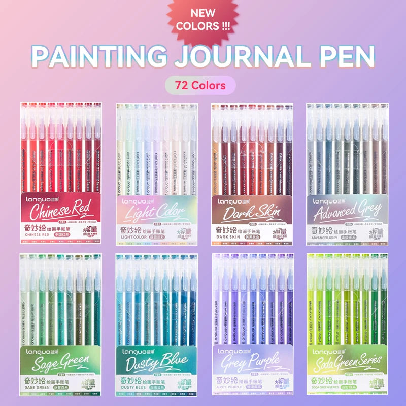 105Color Hand Account Gel Pen Languo Morandi Retro Pen Large-Capacity Color Handbook Pen For Student Painting Graffiti Writting