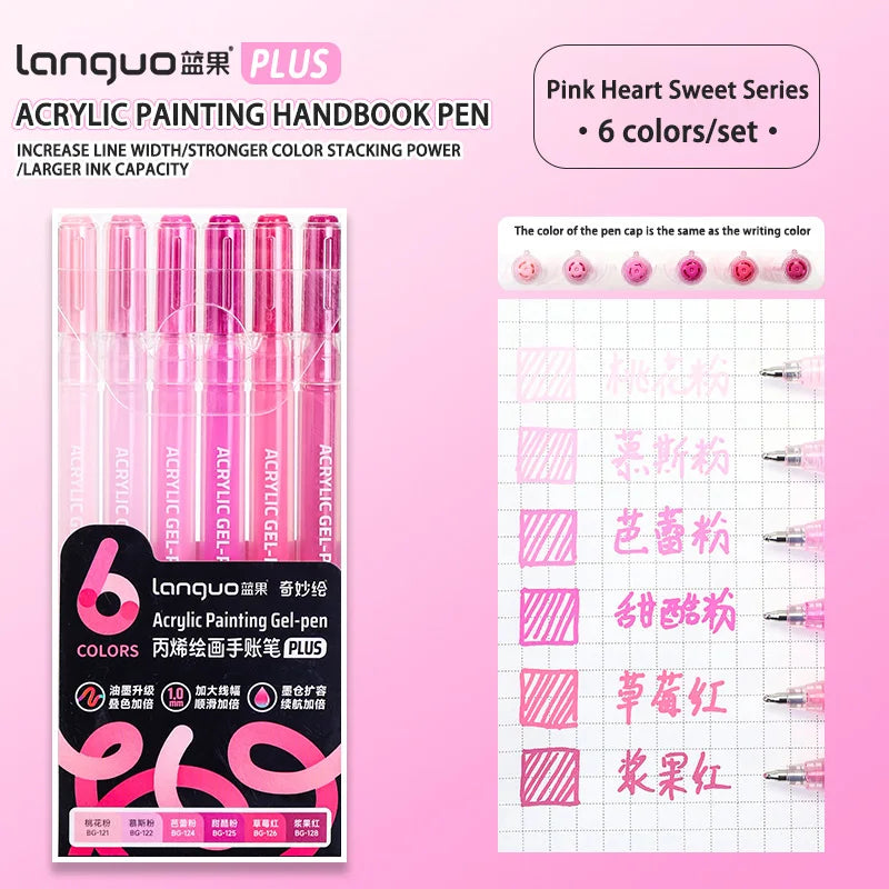 Languo 6/24/36/54/72/90 colors Acrylic Painting Handbook Pens Multi-Color Gel Pen Student Neutral Pen Writing Marker Stationery