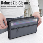 Small Accordion A6 File Organizer with Safe Zipper, 13 Pocket Expanding File Folder with Front Pencil Pouch