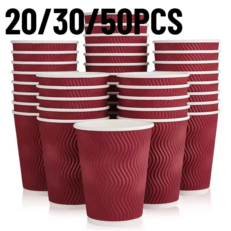 20/30/50PCS Disposable Paper Cups Disposable Corrugated Paper Cups Suitable Birthday Parties Weddings Christmas Parties