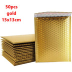 50PCS Aluminized Film Bubble Mailer Gold Mailing Envelope Waterproof Courier Bag Padded Bubble Envelopes Pack Bag for Shipping