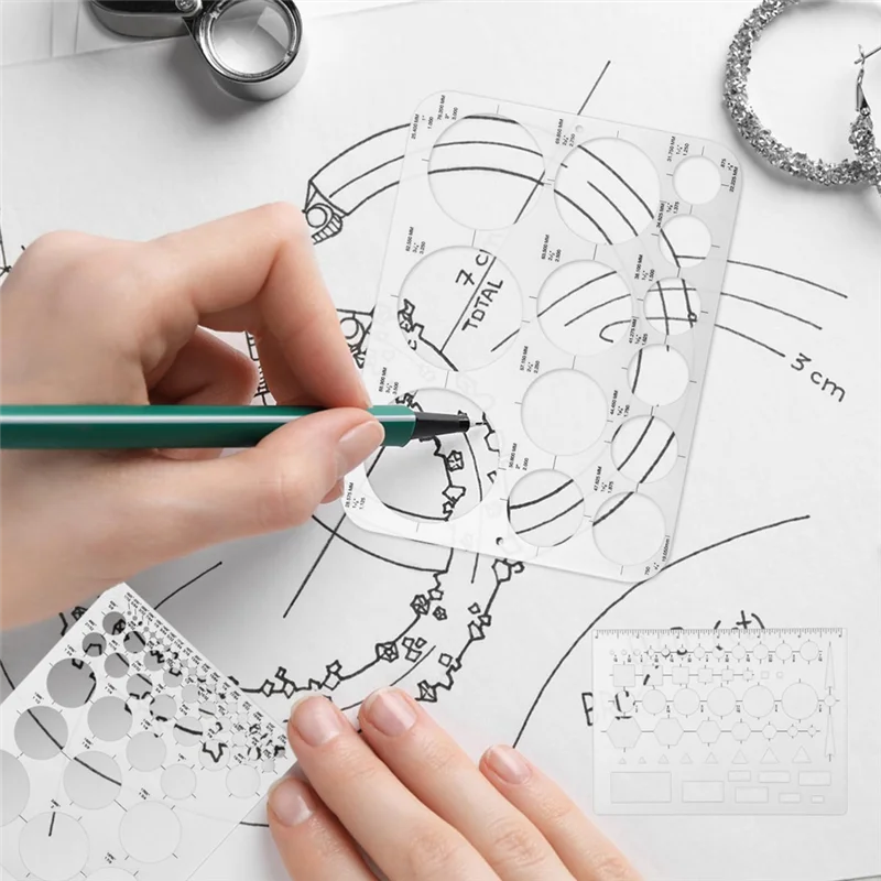 J1UL1N 3Pcs Circle Templates For Drafting Flexible Circle Stencils With Geometric Shapes 6 Sizes Plastic Measuring Rulers