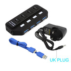 USB 3.0 HUB Multi USB Splitter 4/7 Port Expander High Speed USB 3.0 Hab with Power Adapter USB 3.0 Hub with Switch for Laptop PC