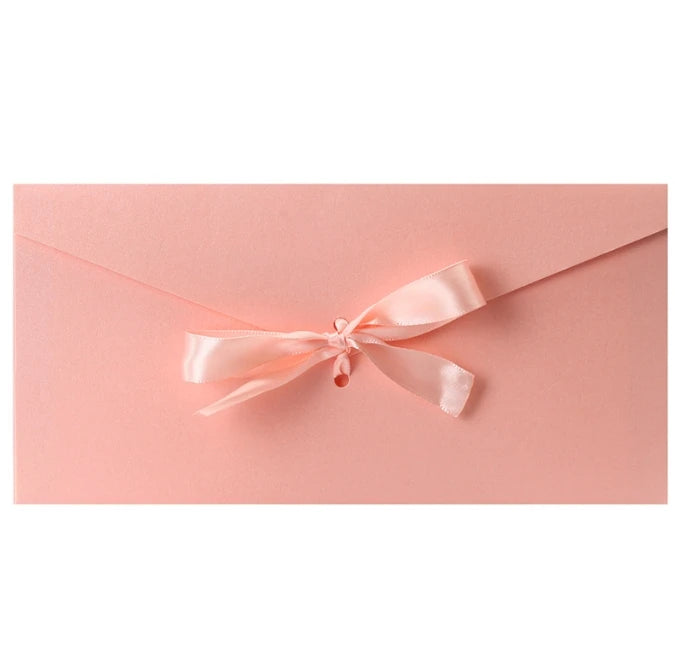 10 Pcs/set Envelope Pearlescent Paper Bow Thicken Ribbon Retro Creative Color Stationery Wedding Invited Gift