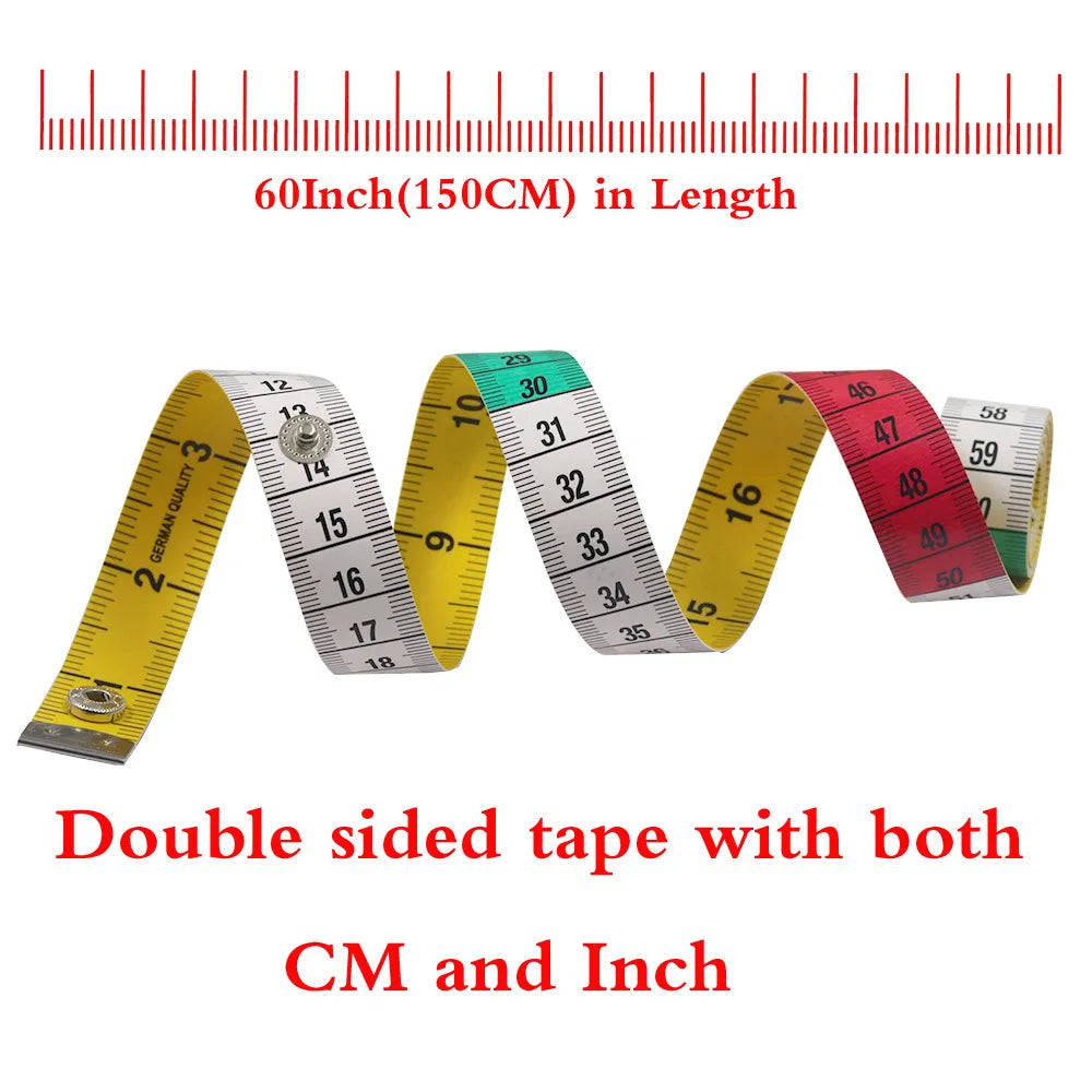 1.5M Soft Tape Measure Tailor's Tape With Snap Fasteners Body Measuring Double-sided Ruler For Needlework Sewing Tool