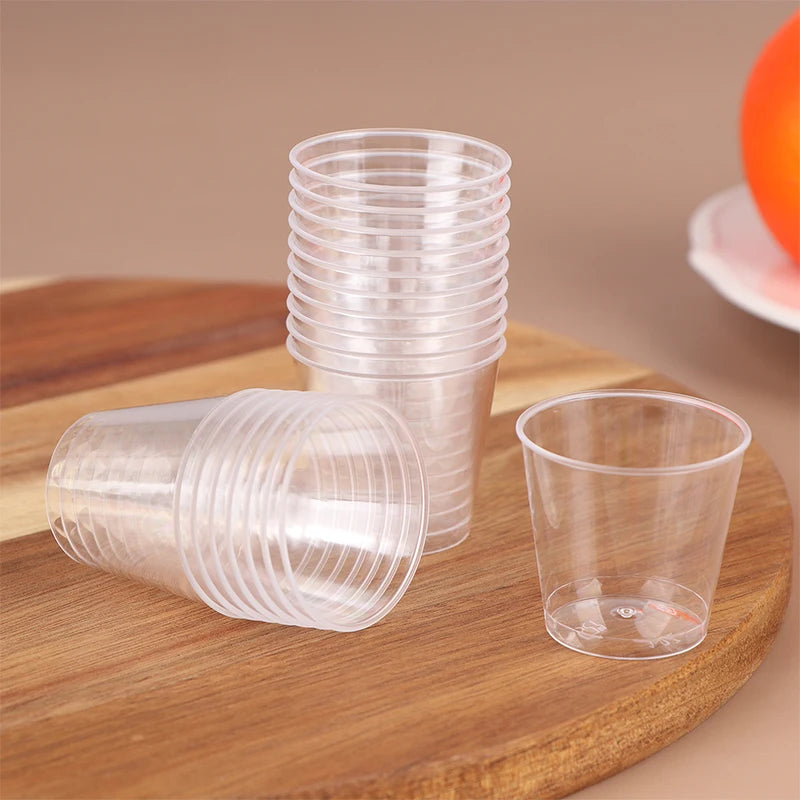 50Pcs 30ML Disposable Mini Clear Plastic Dessert Cup For Outdoor Picnic Birthday Party Jelly Salad Cup Kitchen Tableware Tasting