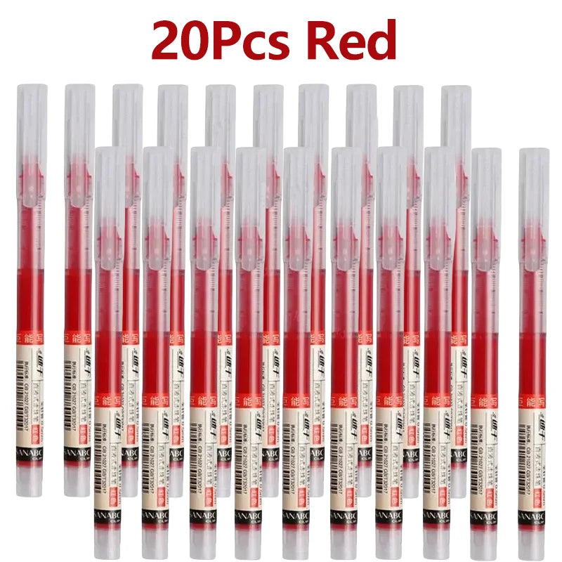 1-20Pcs Needle Type Gel Ink Pens Black/Blue/Red 0.5mm Liquid Ballpoint Pen Students Stationery School Office Writing Tool