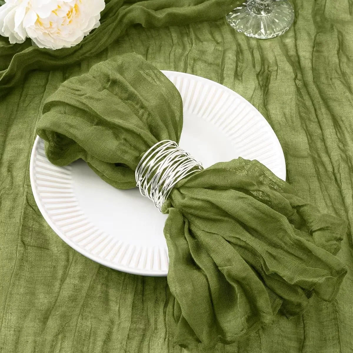 12 PCS Gauze Table Napkins 20x20 Inch Soft Cheesecloth Wrinkled Dinner Napkins for Weddings Party Reception Anniversary