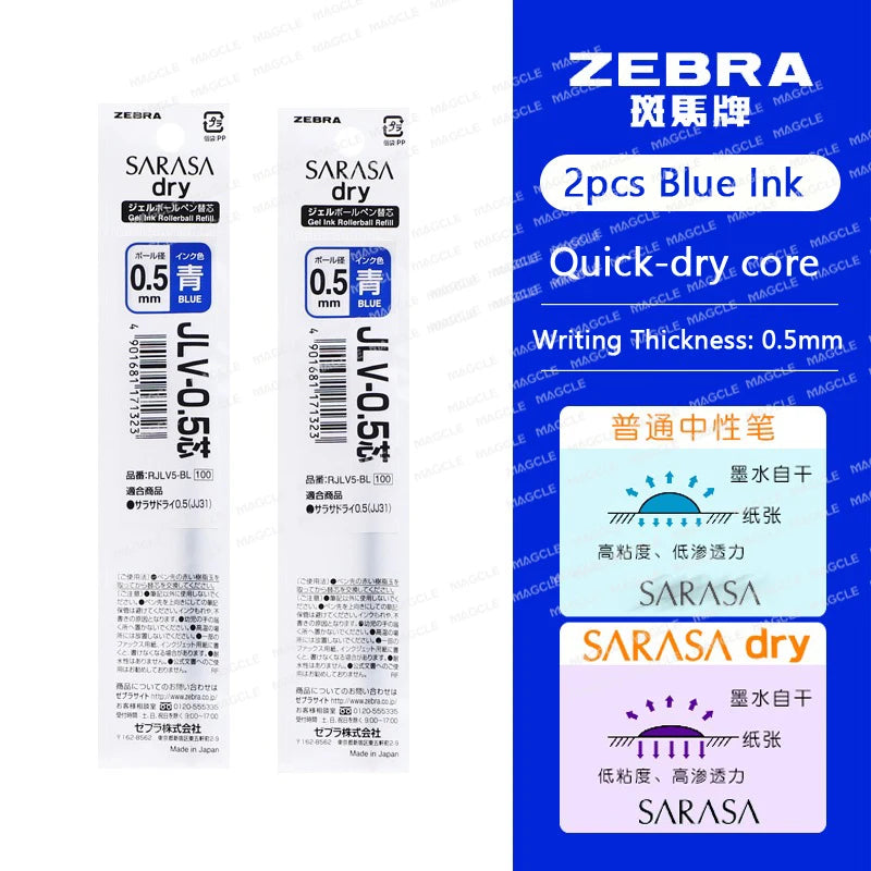 ZEBRA SARASA Dry airfitgrip Gel Pen 0.5/0.4mm Black Core Quick-Drying Smooth Writing Stylos boligrafo gel Stationery for school