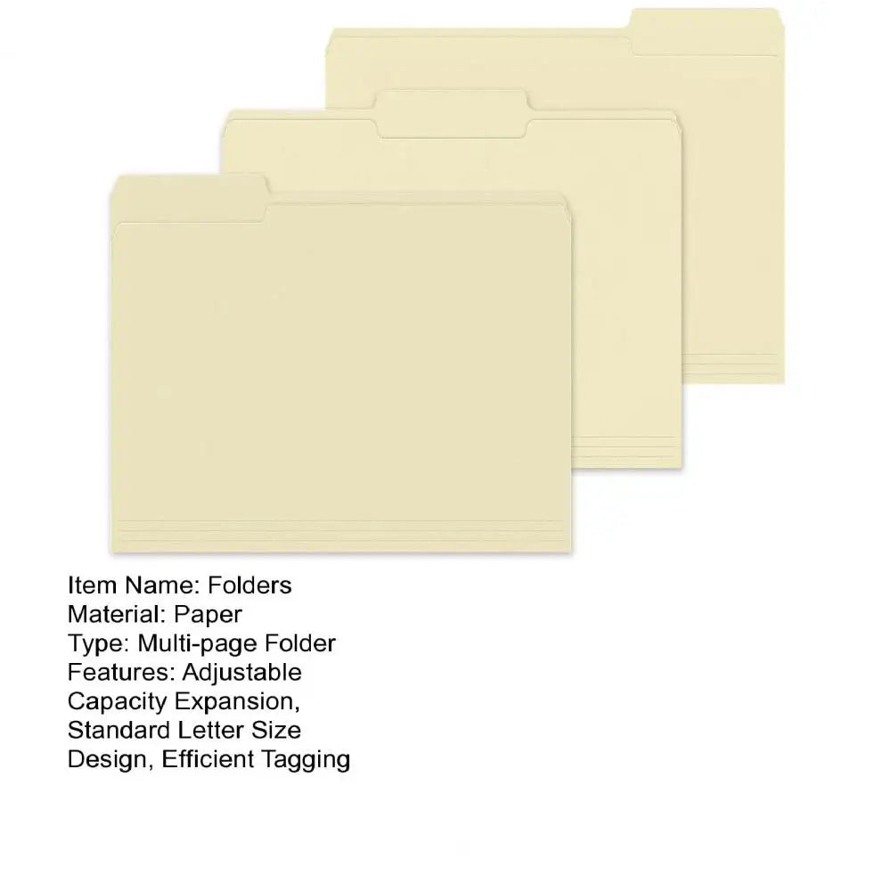 50Pcs Manila File Folders Standard Letter Size File Folders Business Document Organizers Home Office Organization School Supply