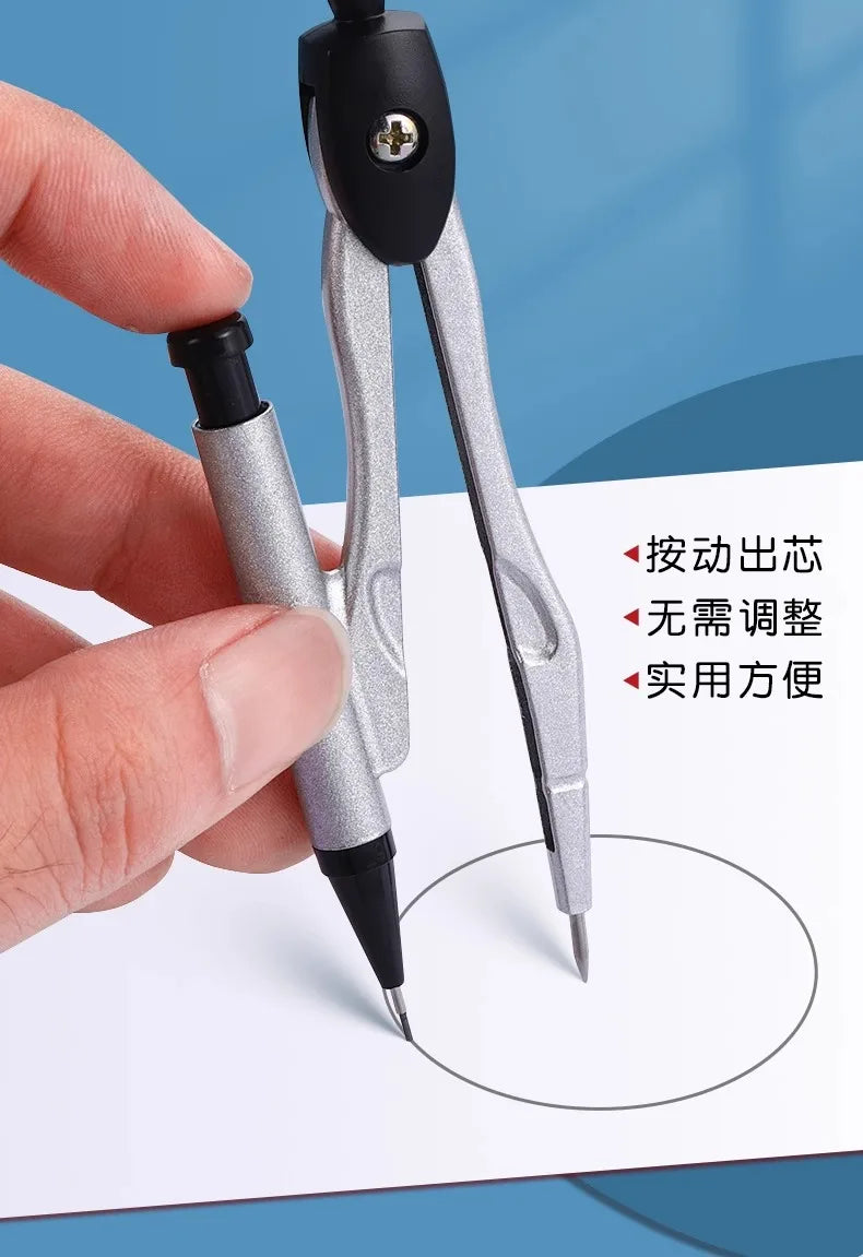 M&G Stainless Steel Compass Set - Geometry Math Tools with Rubber Ruler Carpenter Student Cartography Drawing School Supplies