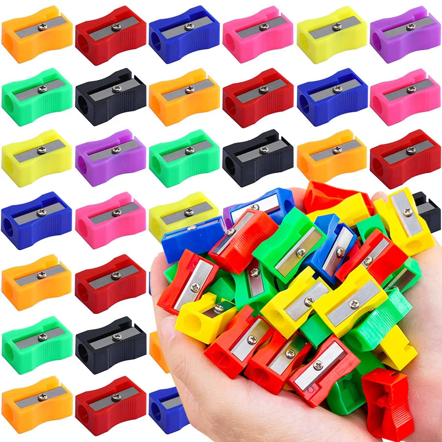 40-120pcs 2.5cm Mini Color Pencil Sharpener Curved Anti-slip Design Plastic Square Pencil Sharpener School Reward Stationery