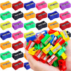 40-120pcs 2.5cm Mini Color Pencil Sharpener Curved Anti-slip Design Plastic Square Pencil Sharpener School Reward Stationery