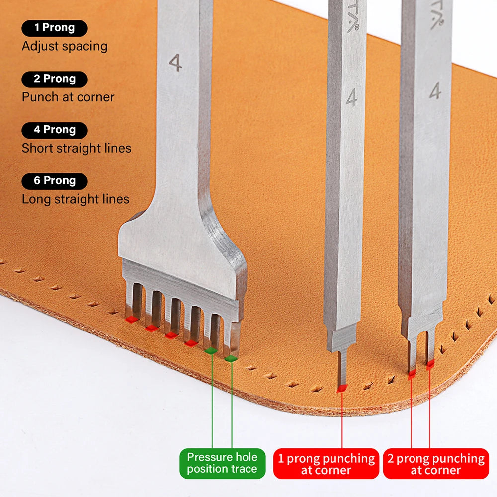WUTA 1pc 3/4/5/6mm Leather Chisel Tool Diamond Pricking Iron Basic Hole Punch Stitching Leather Craft Tools