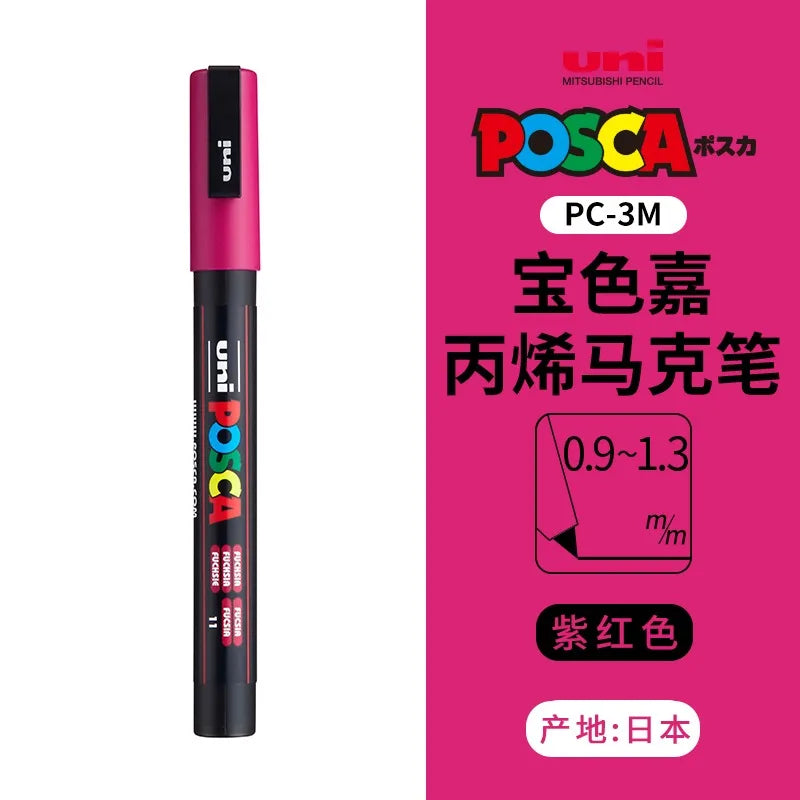 uni POSCA POP Water-Based Marker,Assorted Colors PC-1M/3M/5M 0.7~2.5mm Tips Professional Acrylic Paint Pen for Artists&Designers