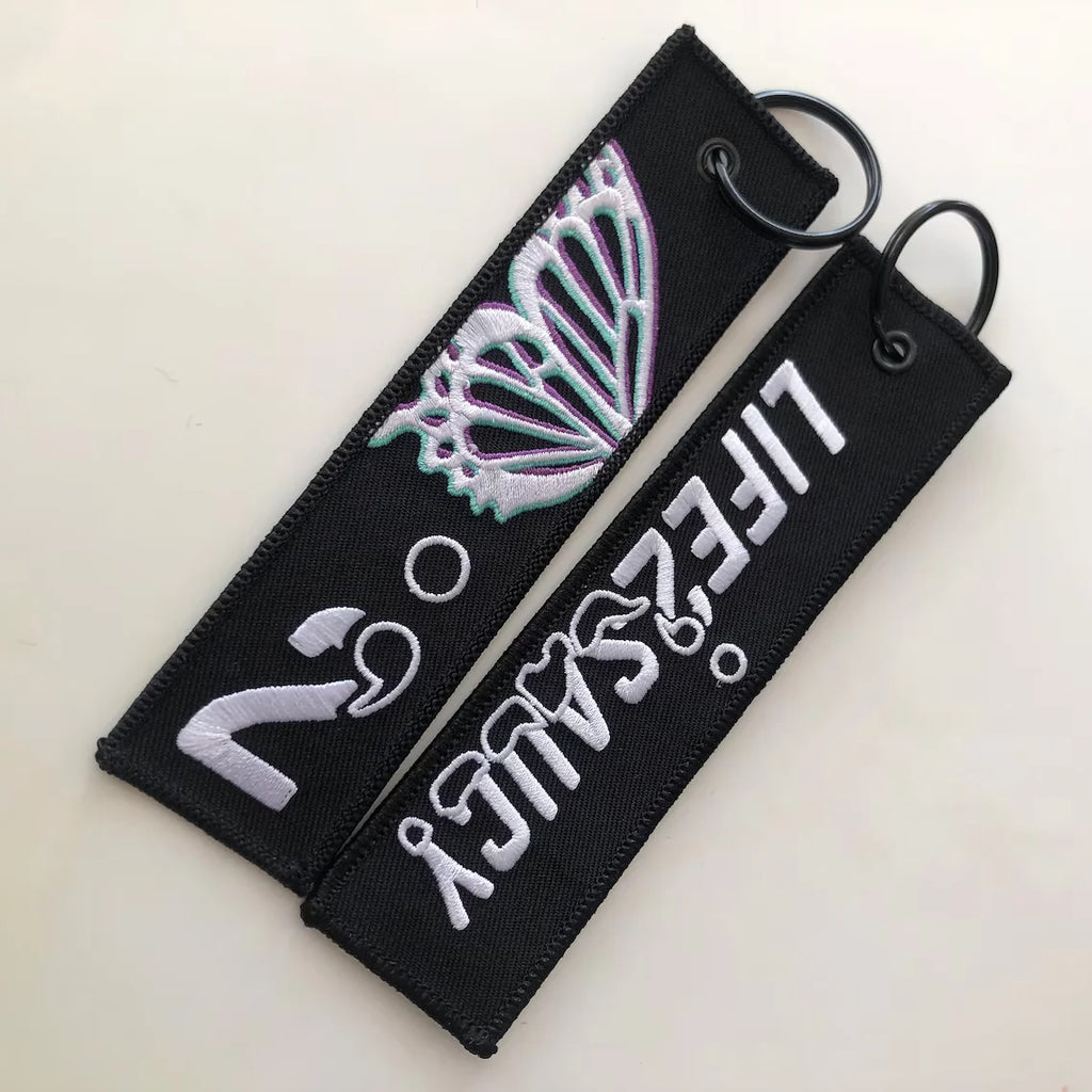 Custom Embroidery Keychains Double-sided Wholesale 50 PCS Printed Woven Logo to Customize Fabric Key Ring Tag for Bag Phone Car