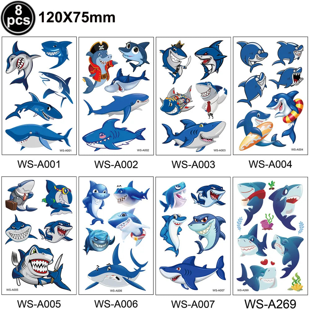 Ocean Shark Theme Disposable Tableware Cute Cartoon Marine Animal Plastic Tablecloth Kids Birthday Party Baby Shower Decor