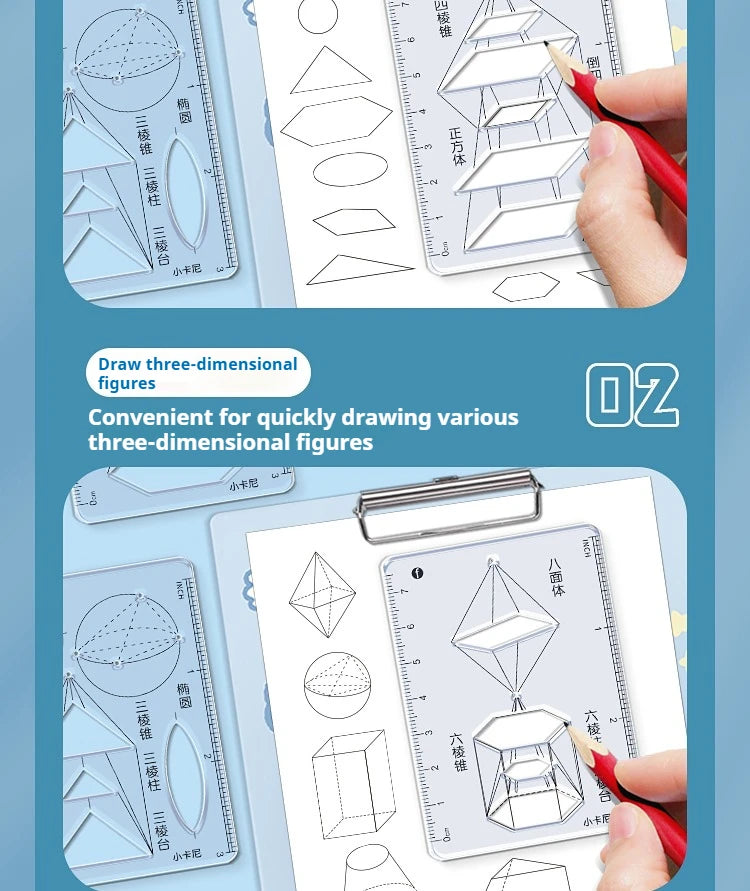 Mathematical Rulers Set Multi-function Geometry Drawing Ruler Transparent Rotatable Scale Ruler for Drafting School Supplies