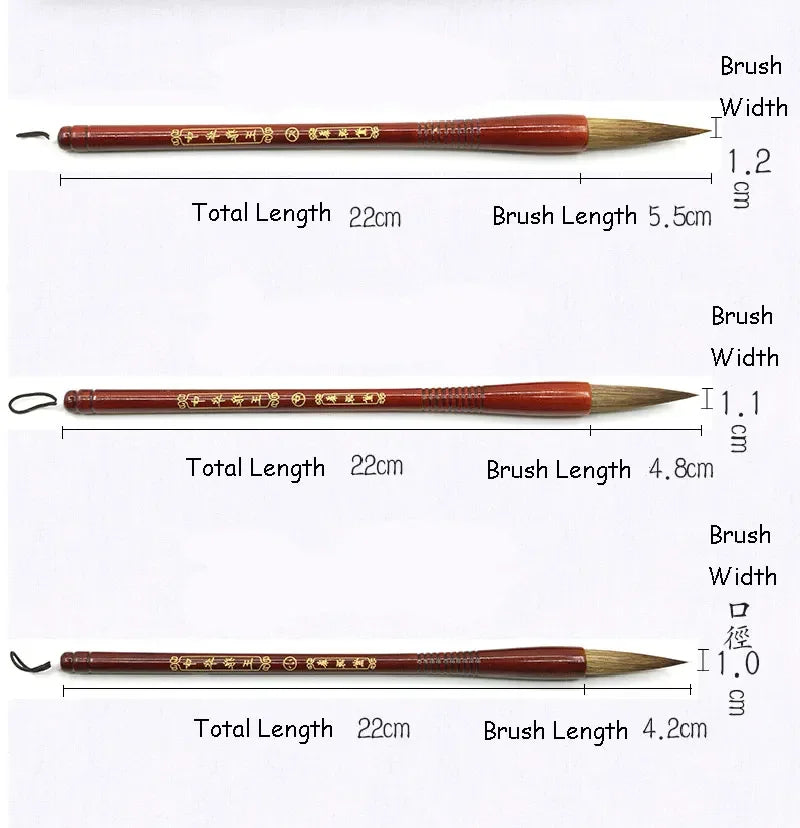 Wooden Writing Brushes Wolf Hair Traditional Chinese Calligraphy Painting Practice Festival Couplets Regular Script Supply