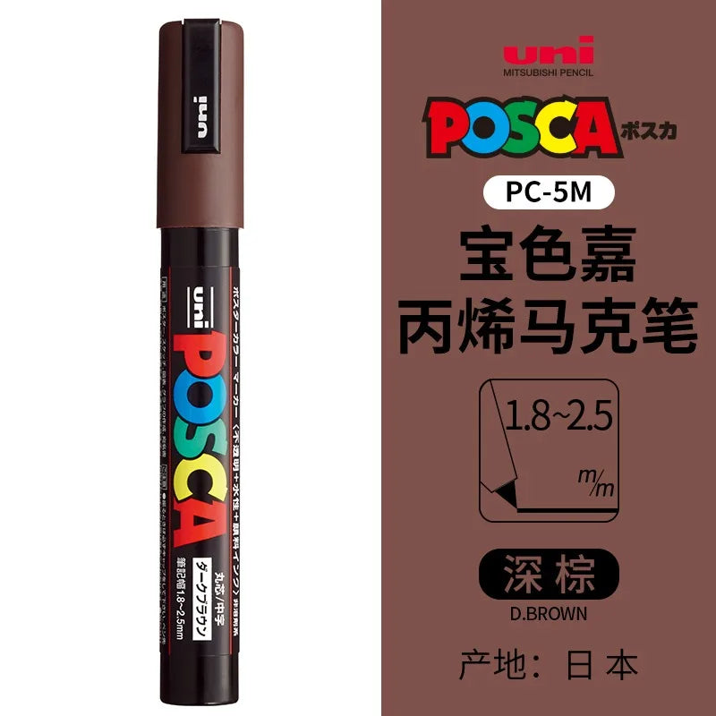uni POSCA POP Water-Based Marker,Assorted Colors PC-1M/3M/5M 0.7~2.5mm Tips Professional Acrylic Paint Pen for Artists&Designers