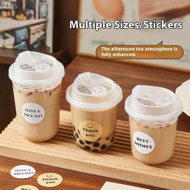 10pcs Transparent Coffee Cups With Lids U-shaped Disposable Cups For Hot Drink Milk Tea Takeaway Beverage Cups〔CC11〕